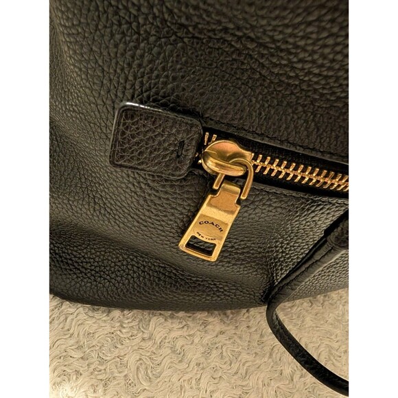 Coach Black Pebbled Leather Backpack Bag Authentic Evie Goldtone Hardware - Picture 12 of 12